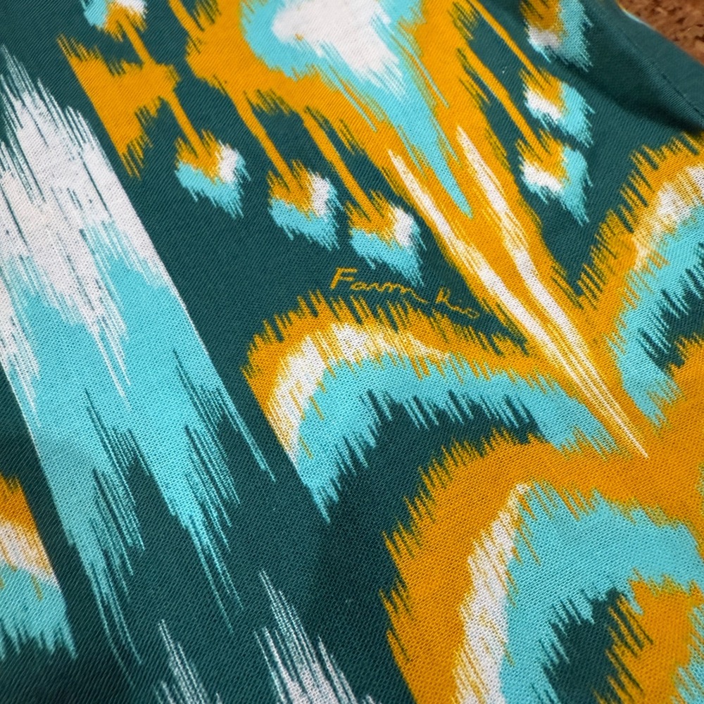 FARM Rio Tropical Tapestry Wide Leg Linen‎ Blend Pants Teal Yellow M Medium NWT - Picture 11 of 11